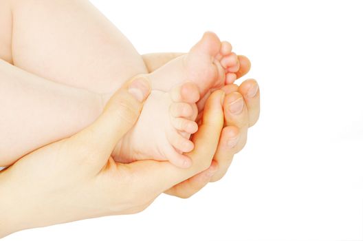newborn baby feet isolated on white