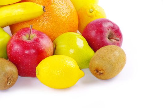 Composition with fruits isolated on white