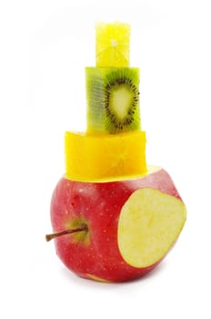 mixed fruit isolated on white