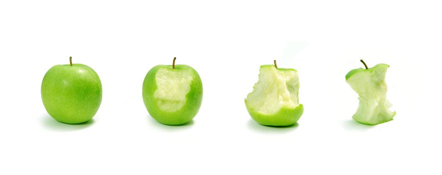 Conceptual image of various stages of an eaten apple