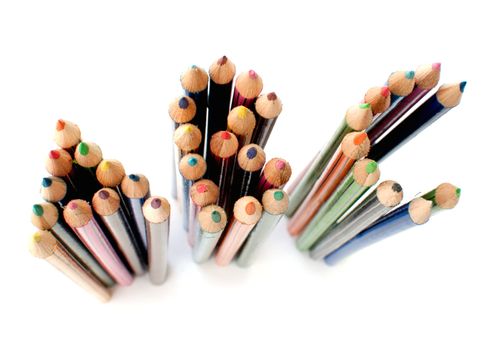 The tips of colored pencils arrangement spelling ABC 