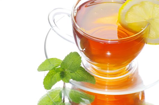 tea in cup isolated on white background
