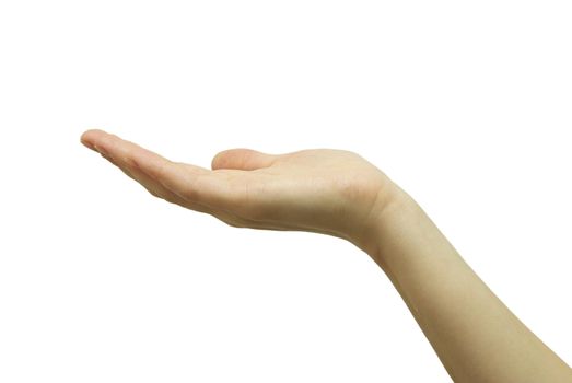 Empty businessman hand isolated on white