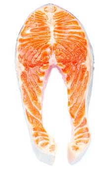 salmon steak red fish on white