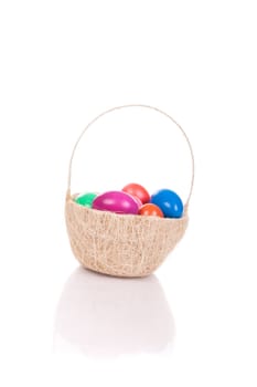 Easter colored eggs in the basket