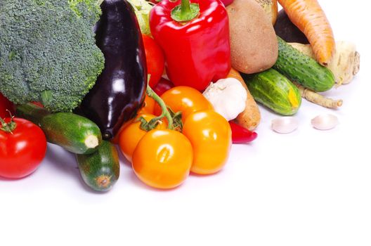 fresh vegetables on the white background