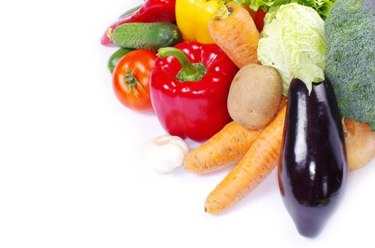 fresh vegetables on the white background