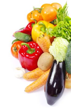 fresh vegetables on the white background