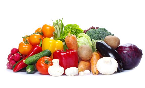 fresh vegetables on the white background