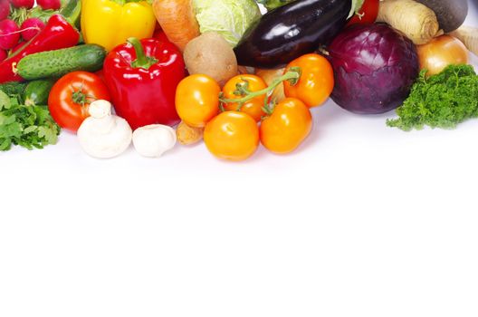  vegetables on the white background