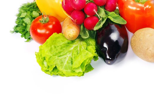 fresh vegetables on the white background