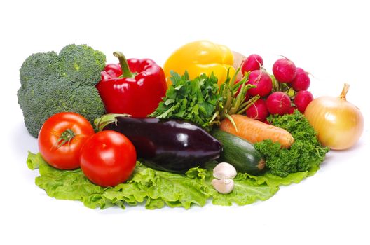 fresh vegetables on the white background