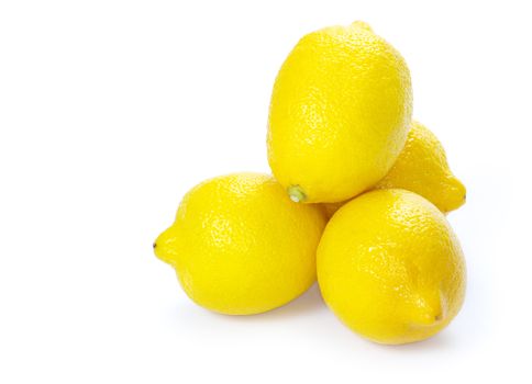 yellow fresh lemons isolated on a white