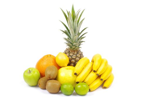 Composition with fruits isolated on white