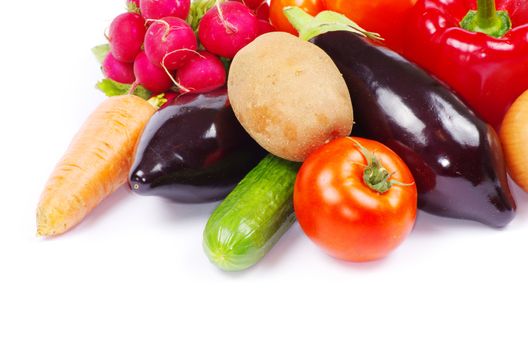 fresh vegetables on the white background
