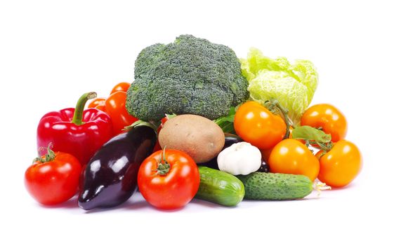fresh vegetables on the white background