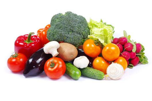 fresh vegetables on the white background