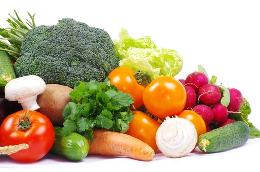  vegetables on the white background