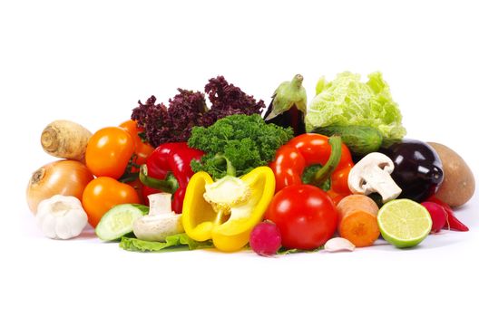 fresh vegetables on the white background