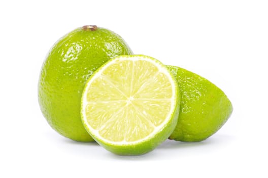 Fresh ripe lime isolated on white background