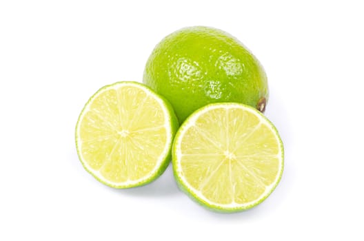 Fresh ripe lime isolated on white background