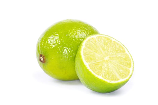 Fresh ripe lime isolated on white background