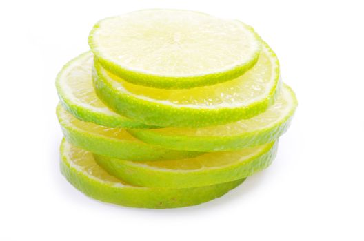 lime slices isolated on white background