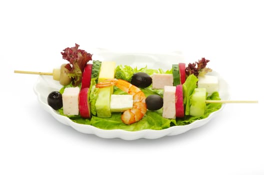 salad with vegetables on white background