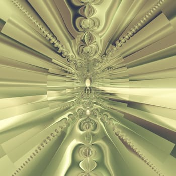 Elegant fractal design, abstract art, metallic sun