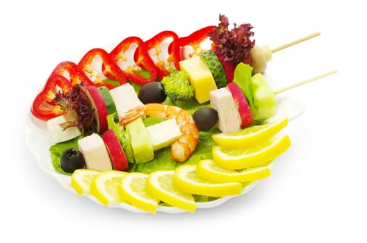 salad with vegetables on white background