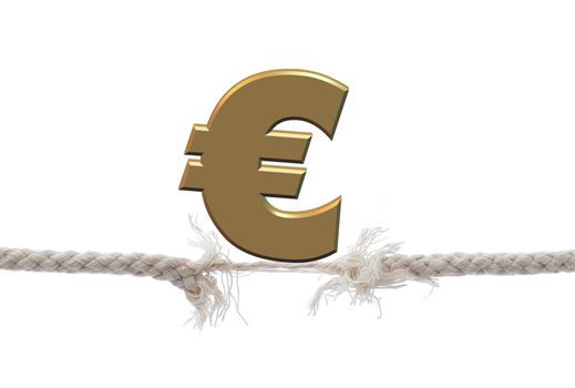 Euro symbol on top of a tightrope