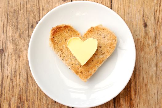 Heart shaped butter and toast