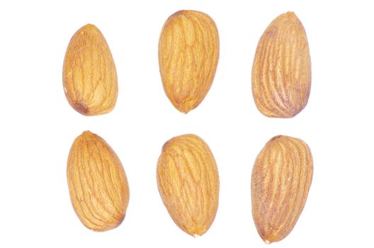 almonds isolated on a white