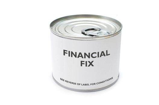 Tin can labelled as a financial fix 