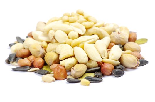 nuts and seeds isolated on white background
