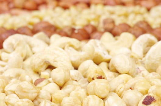 various nuts on a background