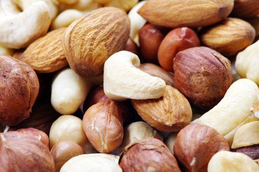 Nuts mixed for backgrounds or textures