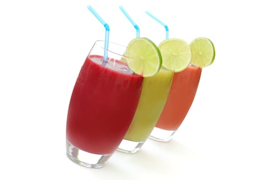 Selection of different refreshing fruit juices