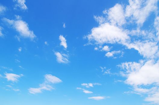 blue sky with clouds and sun