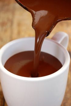 Pouring hot chocolate