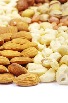 mixed nuts on white background