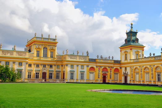 Royal Palace facade in Wilanow in Warsaw