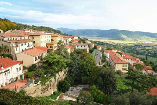 Italy. Tuscany region. Panorama of Cortona town