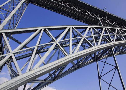 Portugal. Porto city. Part of the construction of the Bridge over the Douro river 