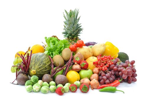 Big pile of fruits and vegetables 