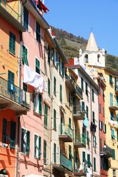 Italy. Cinque Terre. Colorful houses of Riomaggiore village