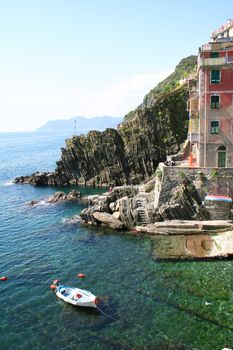 Italy. Cinque Terre. Colorful houses of Riomaggiore village 
