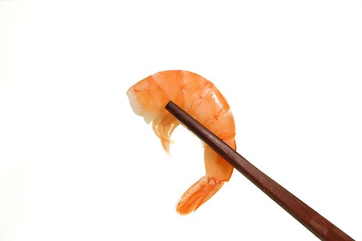 Succelent sushi prawn isolated on a white background