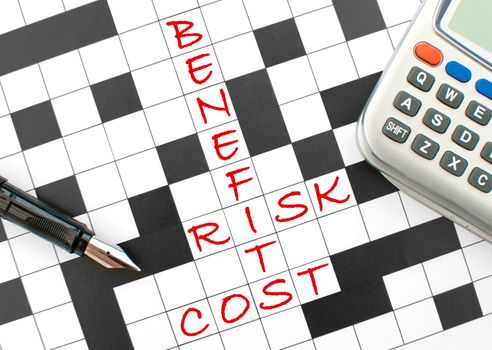 Benefits, risk and cost crossword puzzle