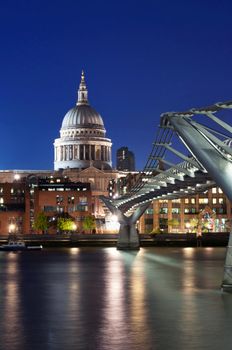 Early evening view of St Paul's Cathedral overlooking the River Thames 